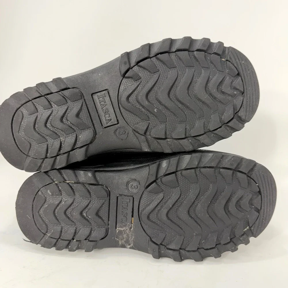 Itasca Kids Grey Black Leather Zip Front Snow Boots 806840 Size 3